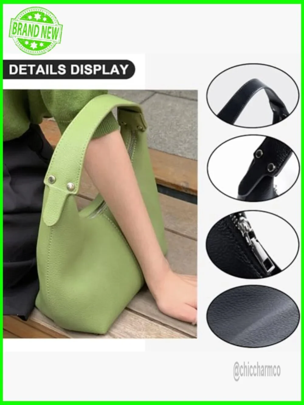 Vegan Leather Hobo Bag Crescent Shoulder Tote Clutch Purse